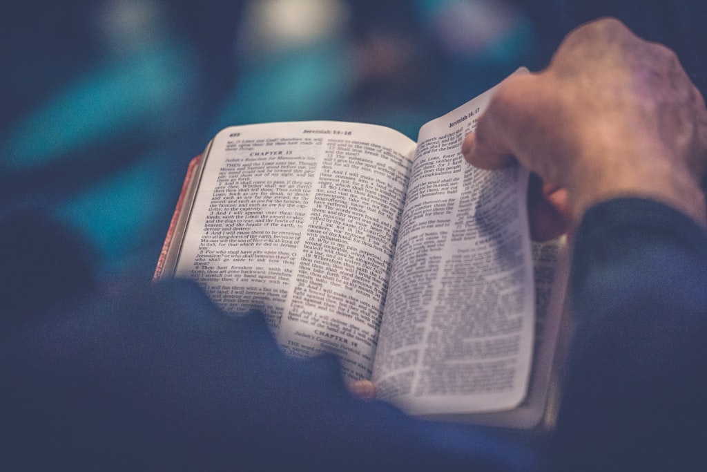 Open Bible held during a service