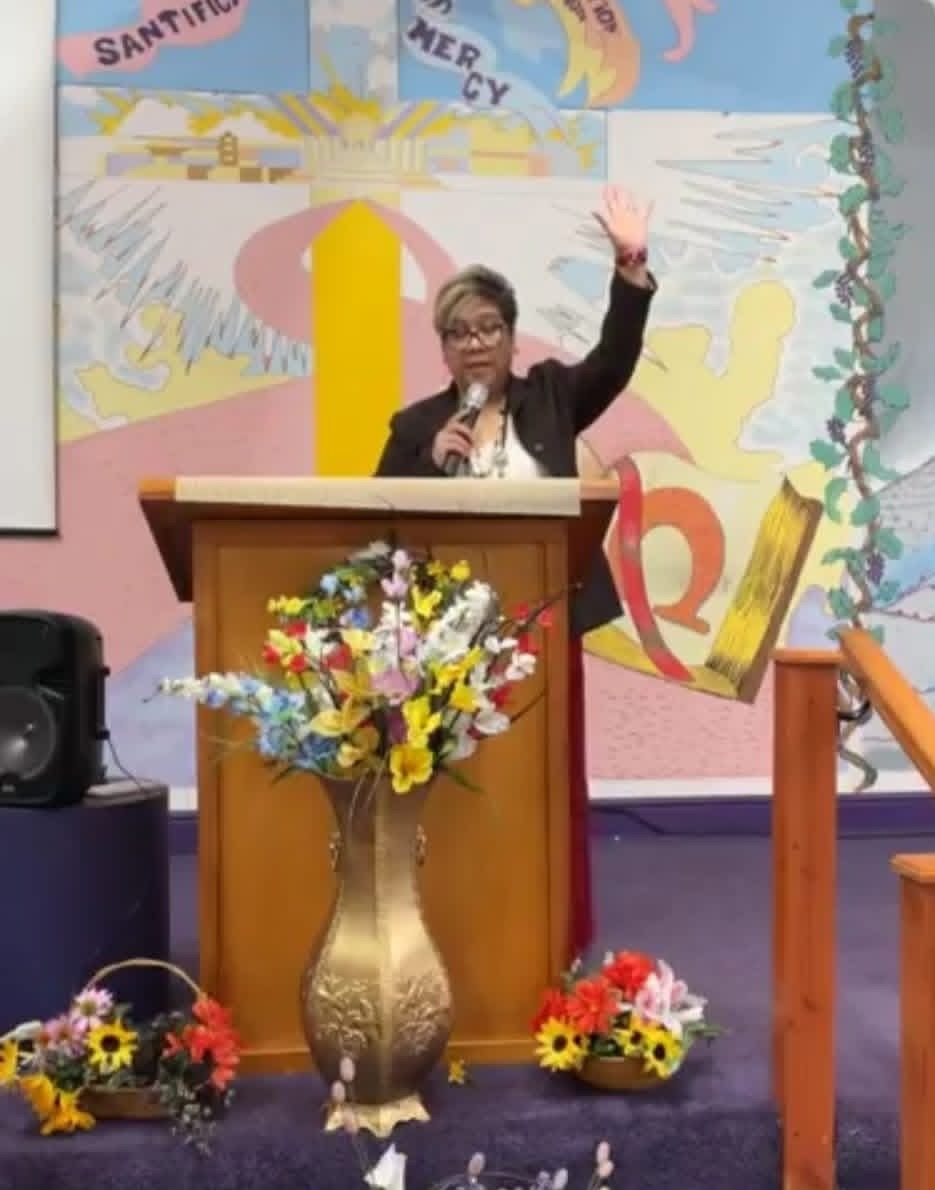 Pastor Alejandra Valadez preaching at Glory of Faith Church